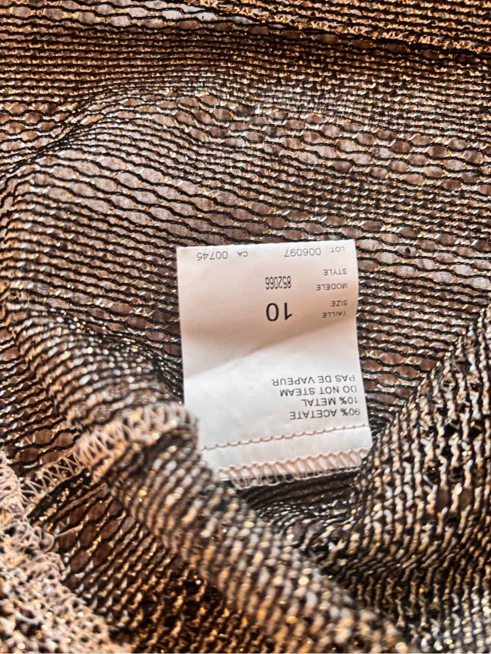 JS Collections Metallic Gold Mesh Button-Front Jacket - Picture 7 of 7